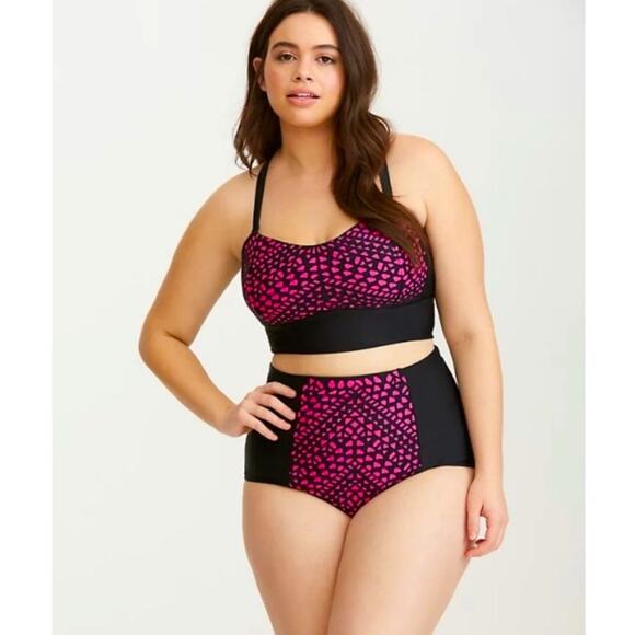 torrid Other - Torrid Bikini Pin-Up-Girl Style Hot Pink Black like NEW lazer  cut 14 16
